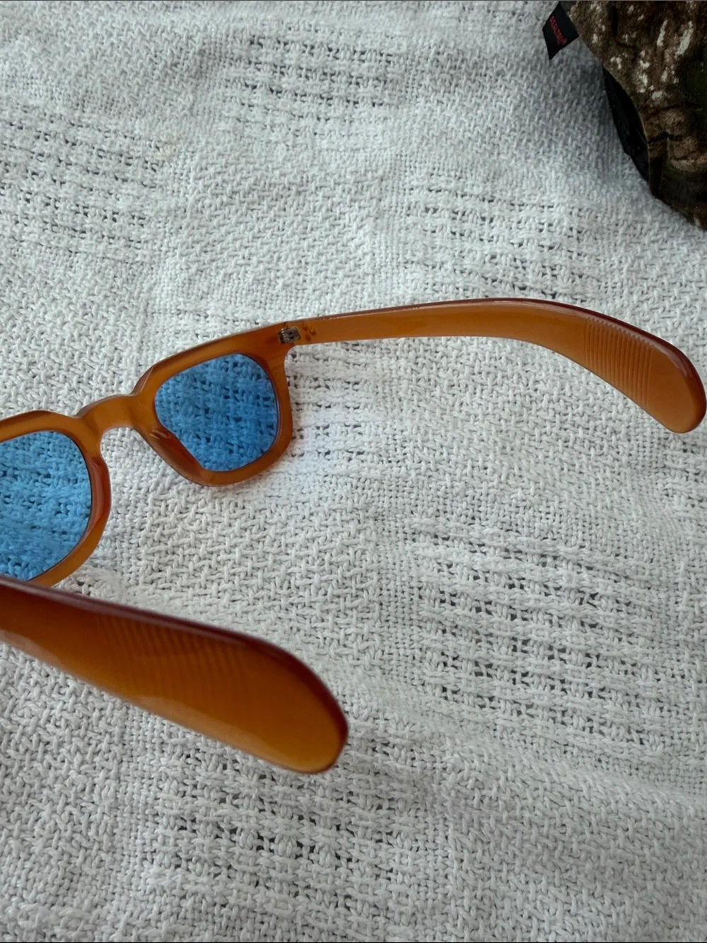 Men's Brown Frame Sunglasses with Blue Lenses